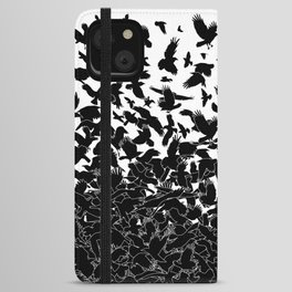 Raven Crow Flying Birds Abstract Goth Halloween Pattern iPhone Wallet Case