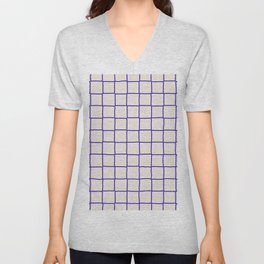 Old-schcool Checkered Tiles with Blue Lining V Neck T Shirt