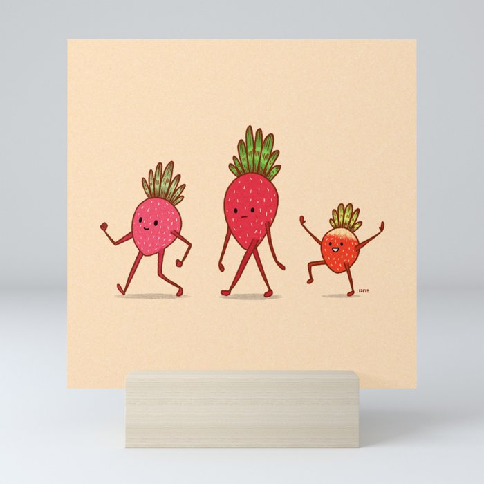 Strawberry Folk Mini Art Print