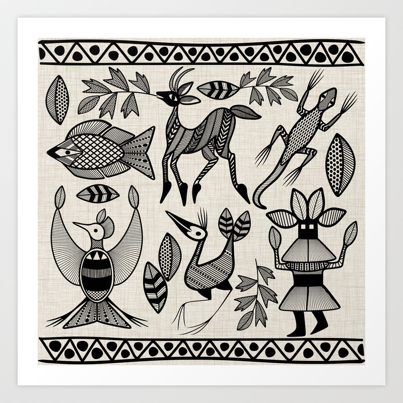 African Senufo Korhogo Tribal Ethnic Art Seamless Pattern Art Print By Bluedarkatlem Society6