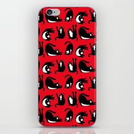 Funny Black Red Cat Fitness iPhone Skin