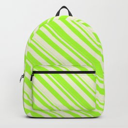 [ Thumbnail: Beige & Light Green Colored Lines Pattern Backpack ]