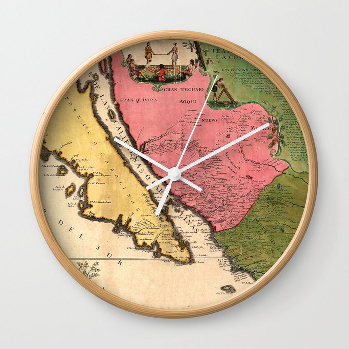 Map Of California 1720 Wall Clock