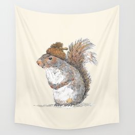 Squirrel with an Acorn Hat Wall Tapestry