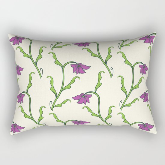 Purple Flower Pattern Rectangular Pillow