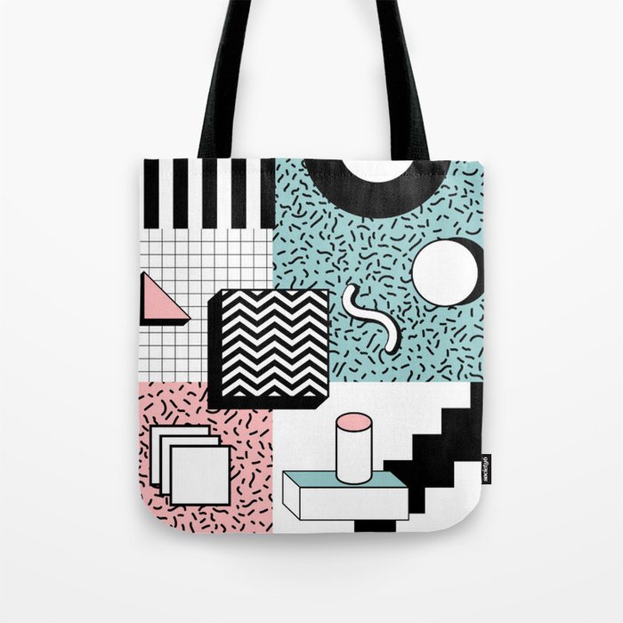 Abstract Pastel 80s Pop Art Retro Pattern Tote Bag By