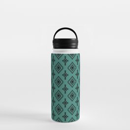 Green Blue and Black Native American Tribal Pattern Water Bottle