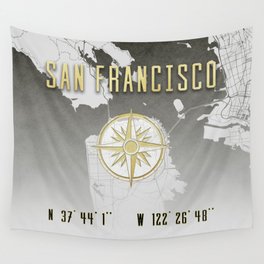 San Francisco - Vintage Map and Location Wall Tapestry
