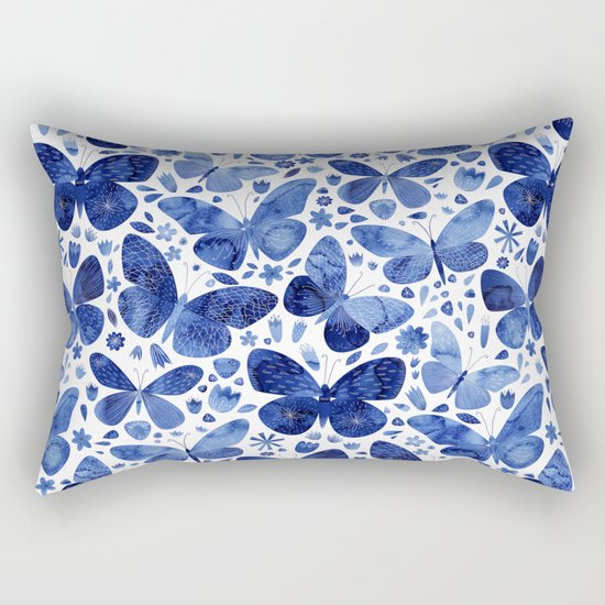 Blue Butterflies Rectangular Pillow