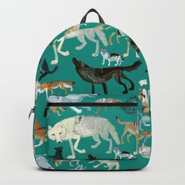 Wolves of the World Green pattern Backpack