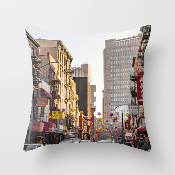 Chinatown Views in New York City | Travel Photography Throw Pillow