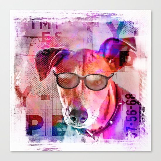 Cool colorful hippster dog artwork Canvas Print
