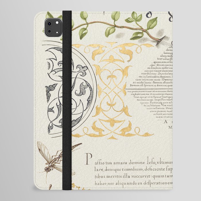 Vintage poster Floral bugs and calligraphy iPad Folio Case