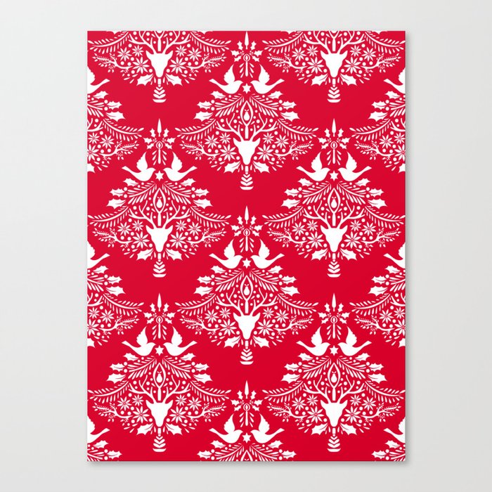 Christmas Paper Cutting Red Canvas Print