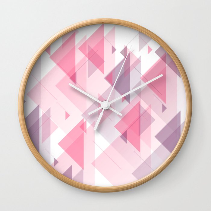 Abstract Pink Triangles Wall Clock
