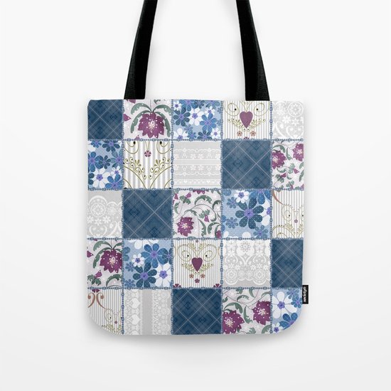 Patchwork floral lace pattern background Tote Bag