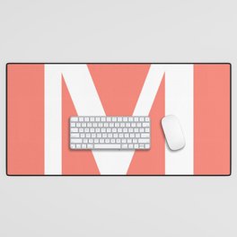 M MONOGRAM (WHITE & SALMON) Desk Mat