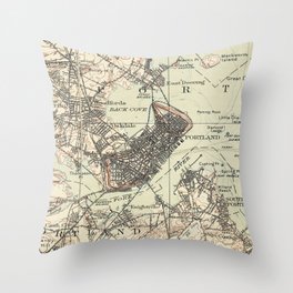 Vintage Map of Portland Maine (1914) Throw Pillow