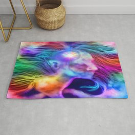 Psychedelic Rainbow Woman Silhouette Area & Throw Rug