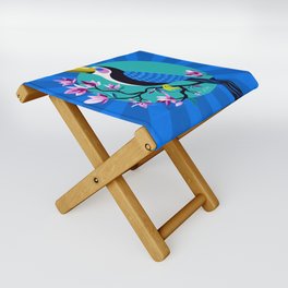 Tropical Toucan – Turquoise & Blue Folding Stool