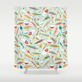 Fishing Lures Light Blue Shower Curtain