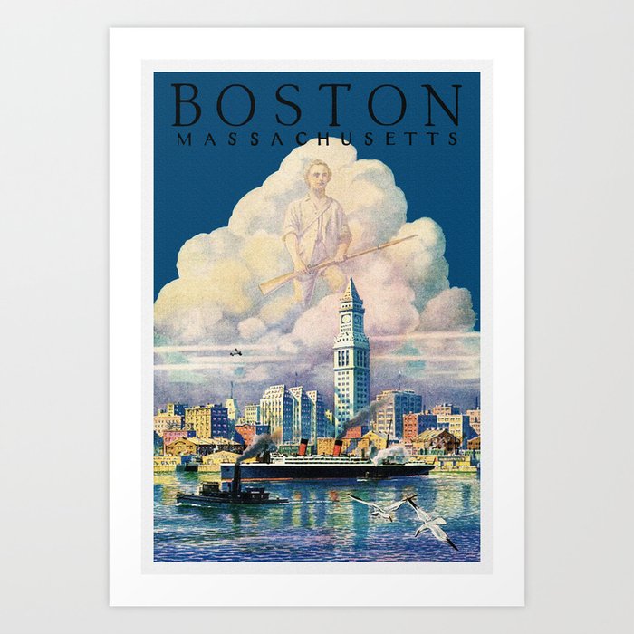Vintage Boston Massachusetts Travel Art Print
