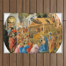 The Adoration of the Magi, 1440-1460 by Fra Angelico Outdoor Rug