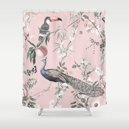Oriental Peacock Pink Shower Curtain
