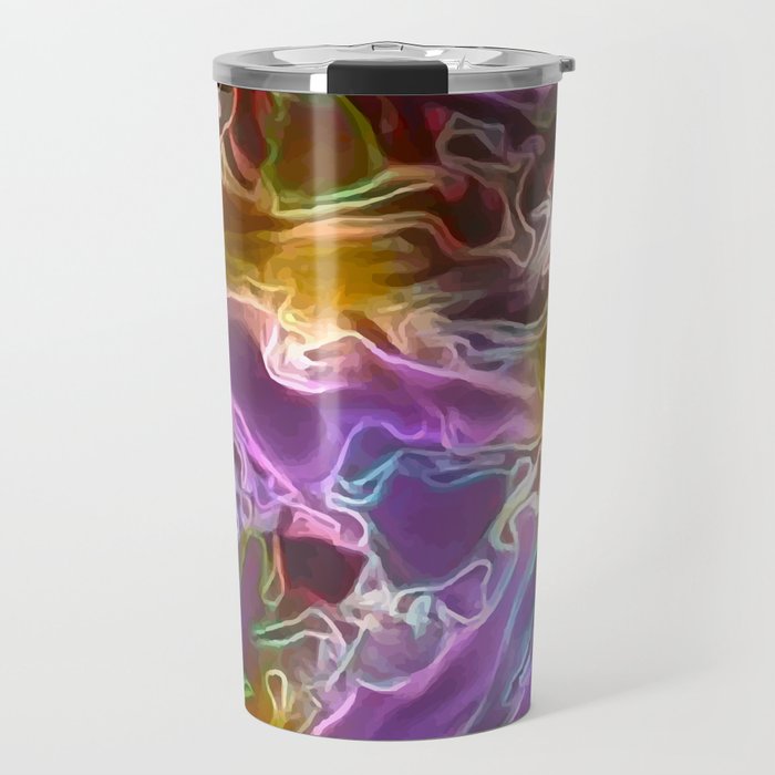 Violet Flames - white gold light blue violet flame swirl Travel Mug