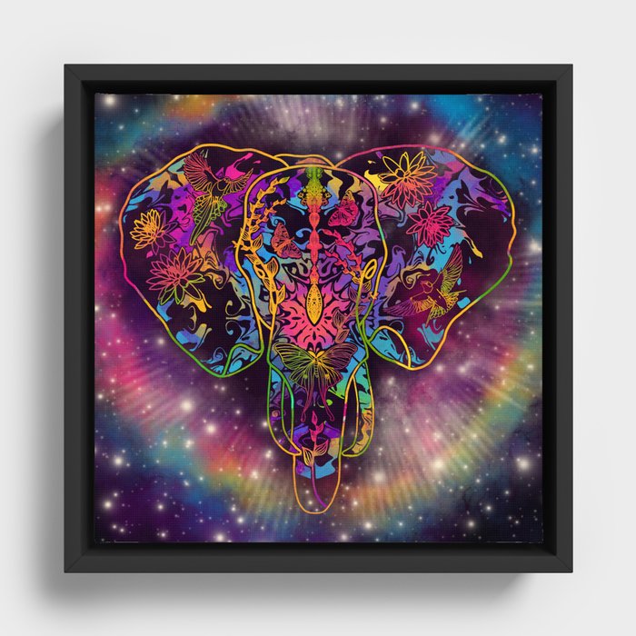 Cosmic Elephant Framed Canvas
