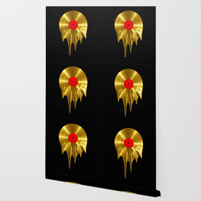Melting Vinyl Gold 3d Render Of Gold Vinyl Record Melting Wallpaper By Grandeduc Society6