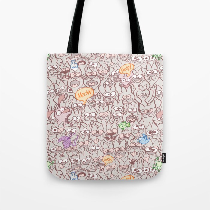 Seamless pattern world crowded with funny cats Tote Bag