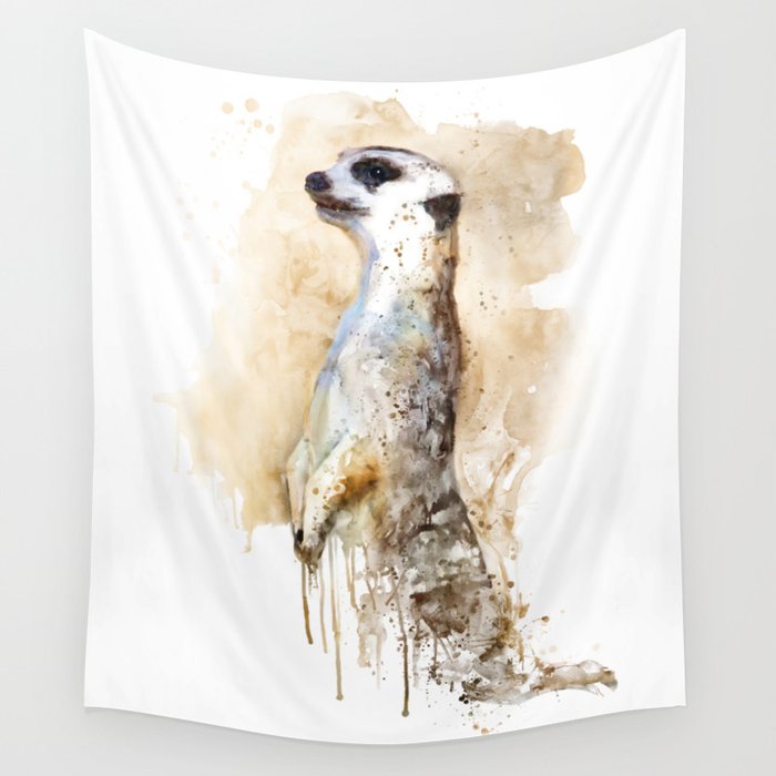 Watercolor Painting - Meerkat Sentinel Wall Tapestry