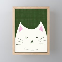 White Cat Framed Mini Art Print