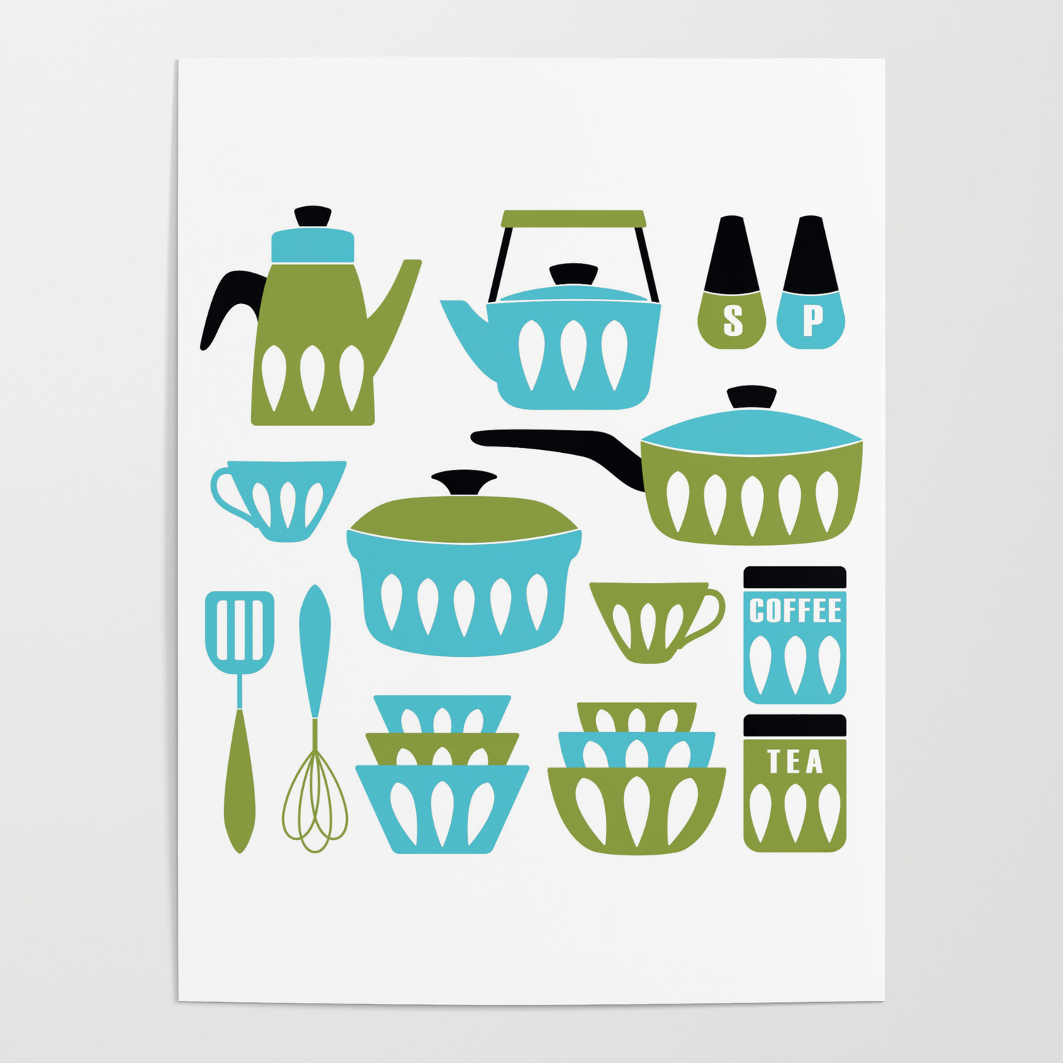 My Midcentury Modern Kitchen In Aqua And Avocado Poster By Sunnybunny Society6