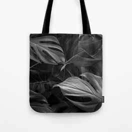 Black Monstera Leaves Tote Bag
