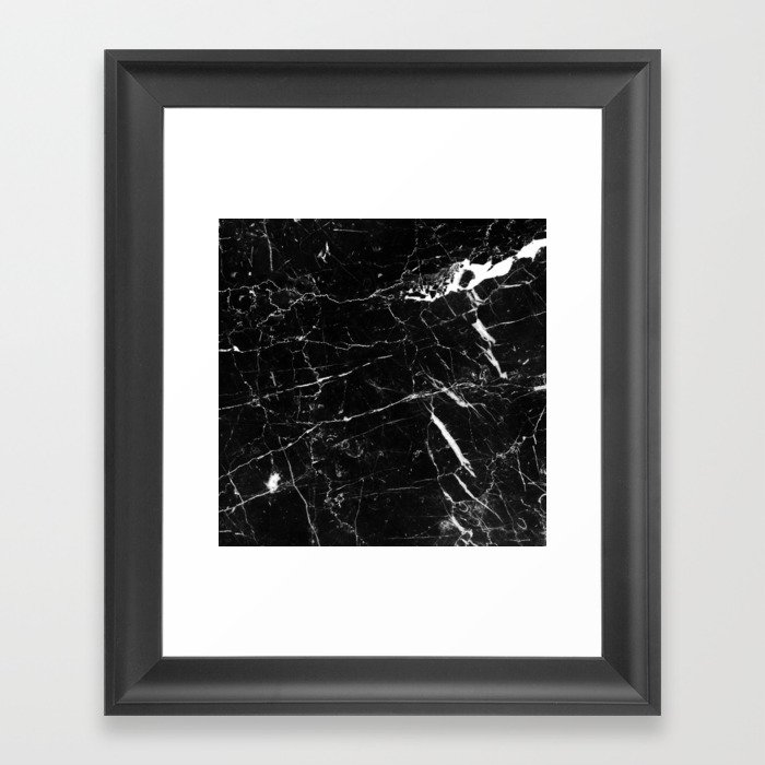 Black and White Marble Framed Art Print