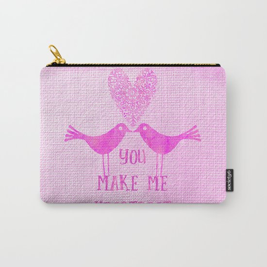 You make me heartbeat cute little bird couple Carry-All Pouch