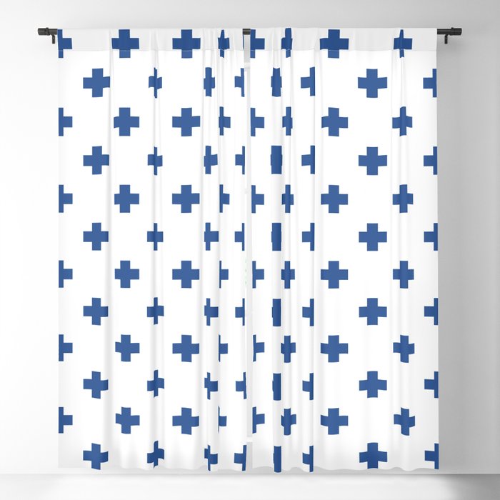 Blue Swiss Cross Pattern Blackout Curtain