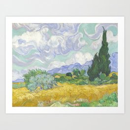 A Wheatfield with Cypresses by Vincent van Gogh Art Print