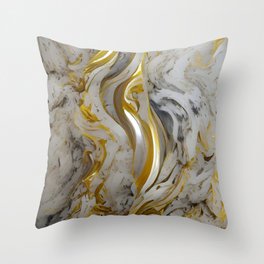 Silver and Gold Marble Throw Pillow