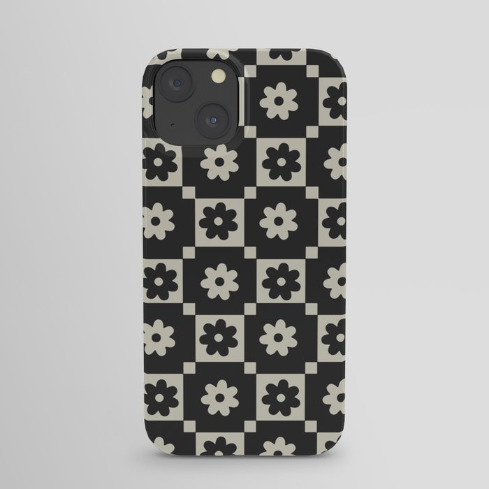 Checkered Daisy - Black ink iPhone Case