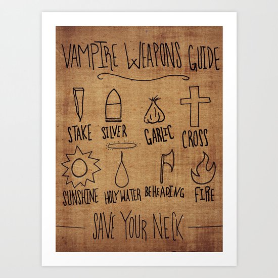 Vampire Weapons Guide Art Print