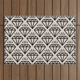 Diamond Jewel Pattern 232 Black and Linen White Outdoor Rug