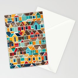 Seamless beach huts Stationery Cards