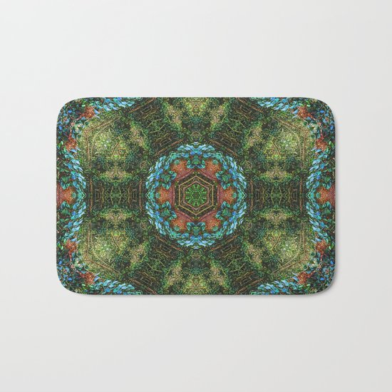 Tropical vine mandala Bath Mat