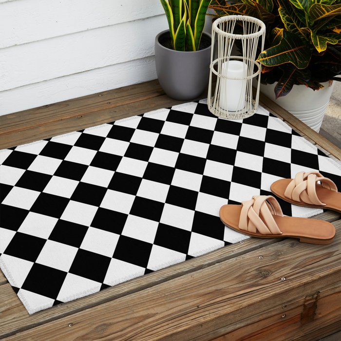 HARLEQUIN BLACK AND WHITE PATTERN #2 Outdoor Rug by Art is