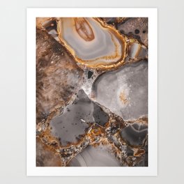 Gray and Gold Agate Art Print