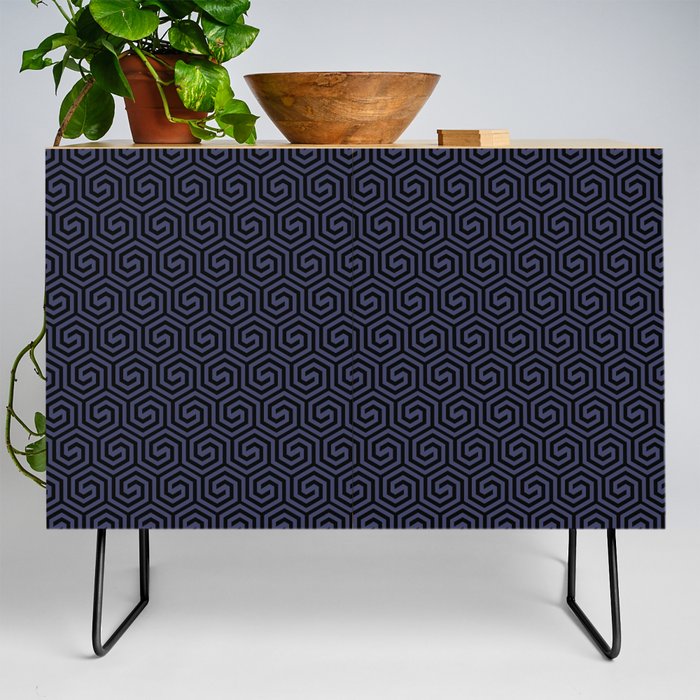 Black and Navy Spiral Tessellation Pattern Pairs DE 2022 Trending Color Singing the Blues DET576 Credenza