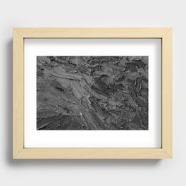 Thick Paint Black Gray Textured Modern Minimalist Painted Abstract Recessed Framed Print